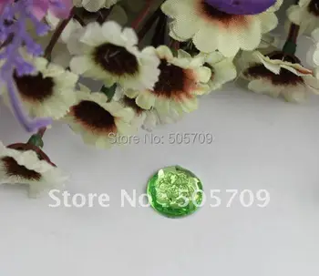 

FREE SHIPPING 240PCS green flower acrylic rhinestone round flatback cabochon 14mm #22174