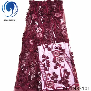 

BEAUTIFICAL african embroidery lace fabric 3d flower tulle french 3d lace fabric for party ML1N851