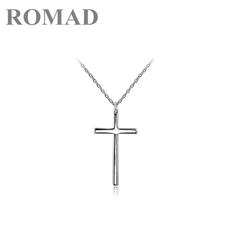 

ROMAD Jesus Cross Necklace & Pendant For Men Women Stainless Steel Rose Gold/Silver Color Male Wedding Necklaces Prayer Jewelry