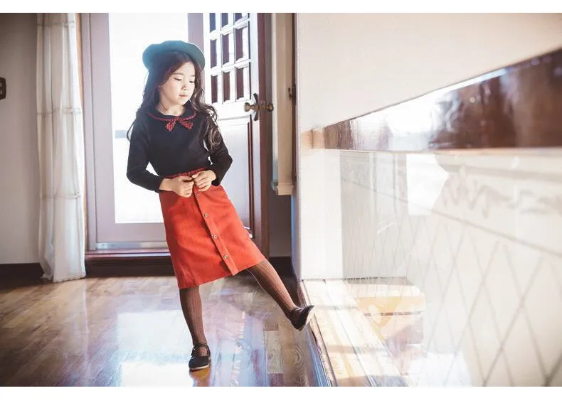 casual solid button kids skirts for girls cotton skirt clothes little big girls long skirts children clothing 2017 spring summer kids skirts clothes (16)