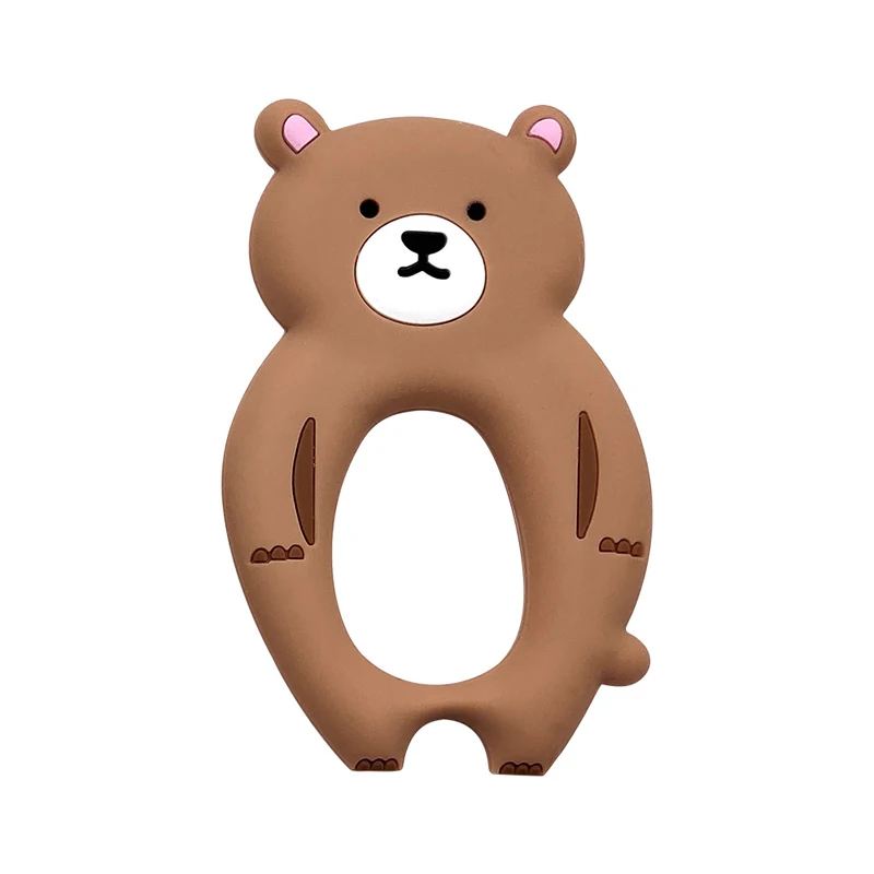 Новая распродажа силиконовый Прорезыватель для зубов big bear коричневый розовый серый милый большой полярный медведь BPA Прорезыватель для зубов игрушка - Цвет: Шоколад
