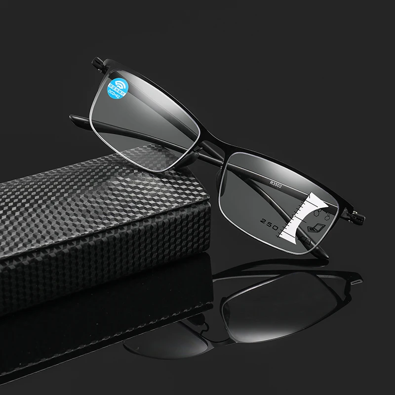 

Super-elastic stainless steel Progressive multi-focus Reading Glasses Fashion Retr square Adjustable Vision Eyewear Anti-fatigue