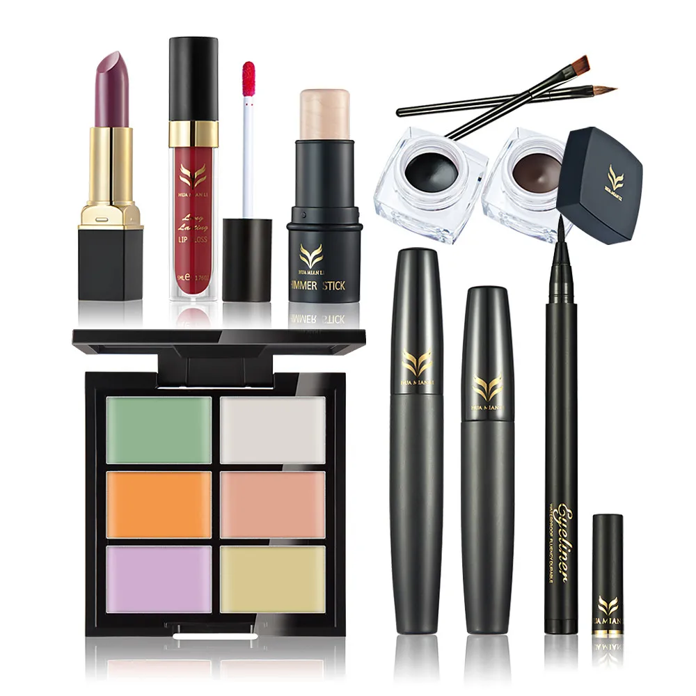 

New Arrival Fashion Women Makeup Set Professional Eye Shadow Lip Gloss Blush Pink Lip Liner Set Beauty Essentials 8.28