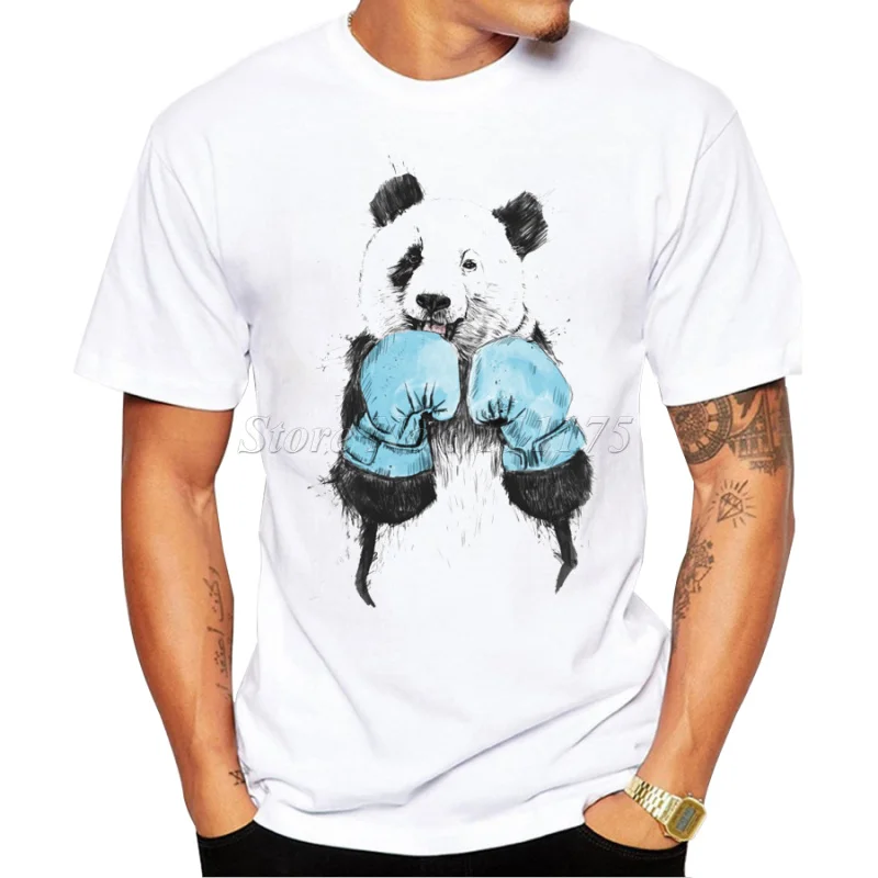 

2019 New Arrivals Fashion Panda Fighter Printed Men's T Shirt Cool Tops Hipster Style Casual T-shirt