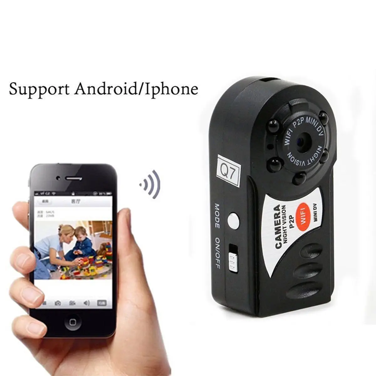 Беспроводная камера ночного видения Mini Q7 WIFI P2P DVR видеонаблюдения|Камеры