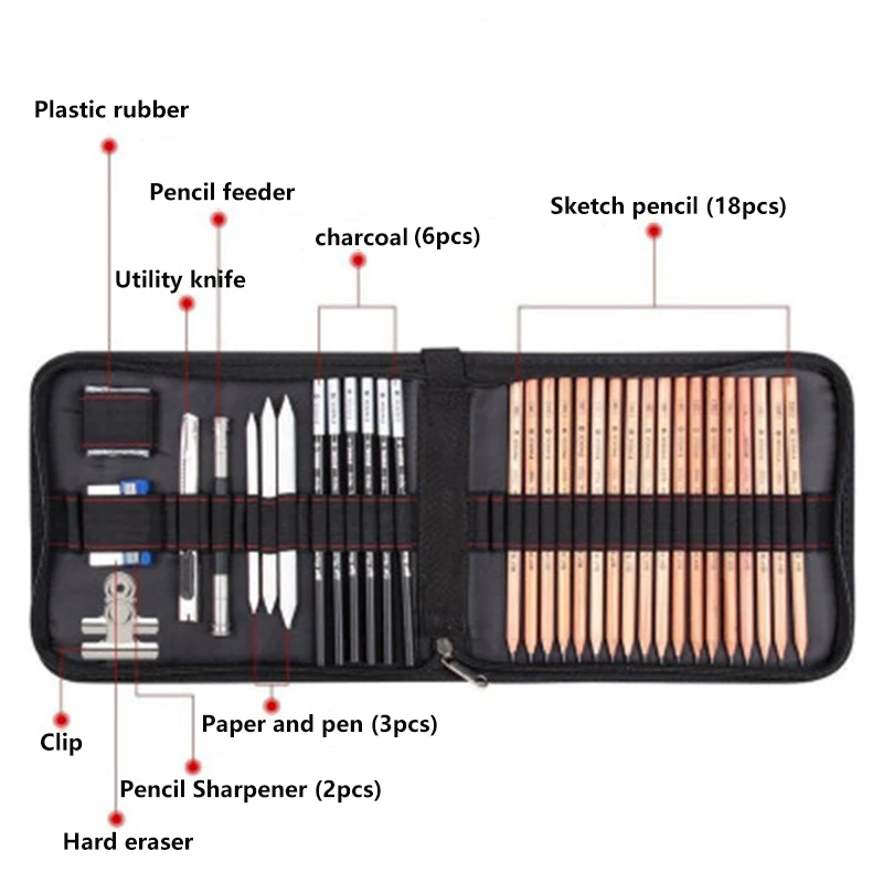 35 шт. карандаш для эскизов Набор Профессиональный эскиз инструмент для рисования лог карандаш для раскрашивания сумка Книга художника школа студентов художественные принадлежности