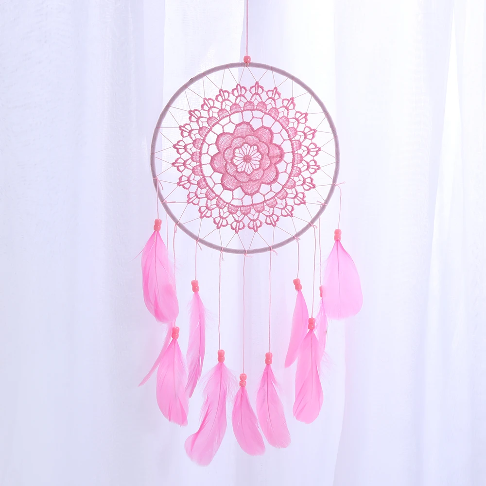 

1 Pc Newest Mysterious Dream Catcher Hanging Decoration Handmade Feather Lace Indian Dreamcatcher Bead Car Ornament Gift