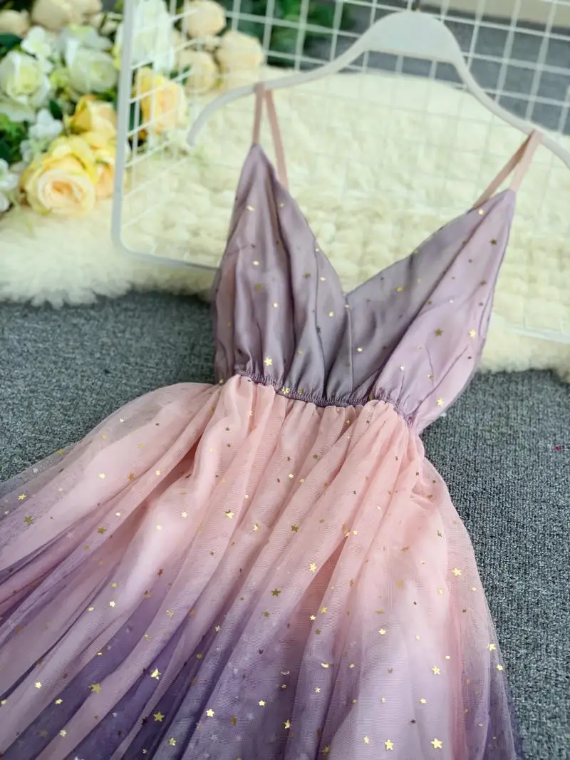 LISM сладкий Тюль Zomerjurk Dames 2019 глубокий v образный вырез Spaghettic ремень Высокая талия
