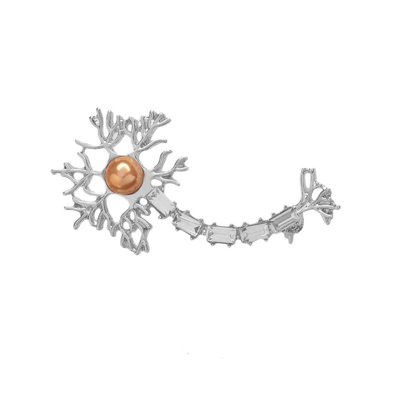 Медицинские ювелирные изделия зуб микроскоп Ларингоскоп женские матки тестовые трубки нейрон RN брошь кадуцея булавка металлические значки Броши Булавки - Окраска металла: Neuron-silver