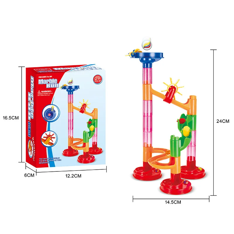 

29pcs Marble Run Building Blocks Set with Gears Switch Rotation Structure Funny Running Ball Toys for Children Gift