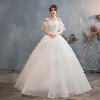

Lace Beaded Vintage Bridal Ball Gown Vestido De Noiva 2020 New Off Shoulder Elegant Wedding Dresses Robe Mariage In Stock