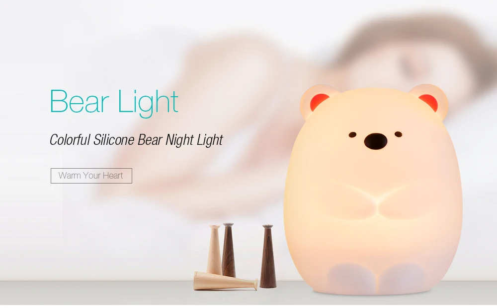 JM - 03 LED Rechargeable Silicone Bear Night Light Tap Control for Bedroom Living Room