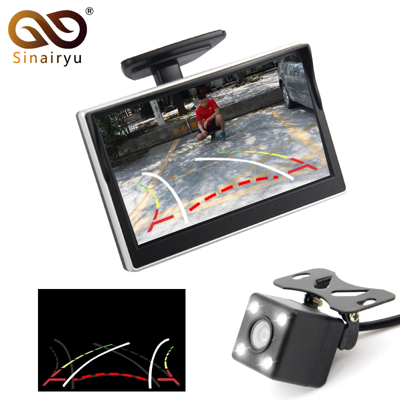 

Sinairyu 170 Angle HD Car Intelligent Reversing Trajectory Tracks Rearview Parking Camera + 5 Inch TFT Car Monitor Video Player