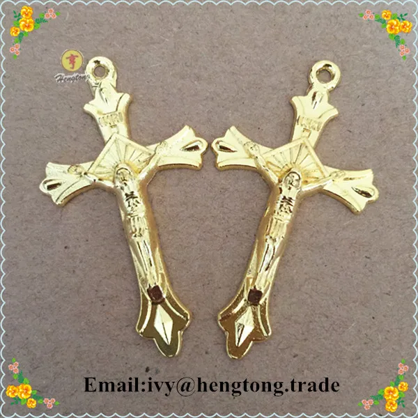 

Freeship gold alloy religious rosary pendant cross, religious catholic parts charm crucifix cross, St. Benedict cross wholesale