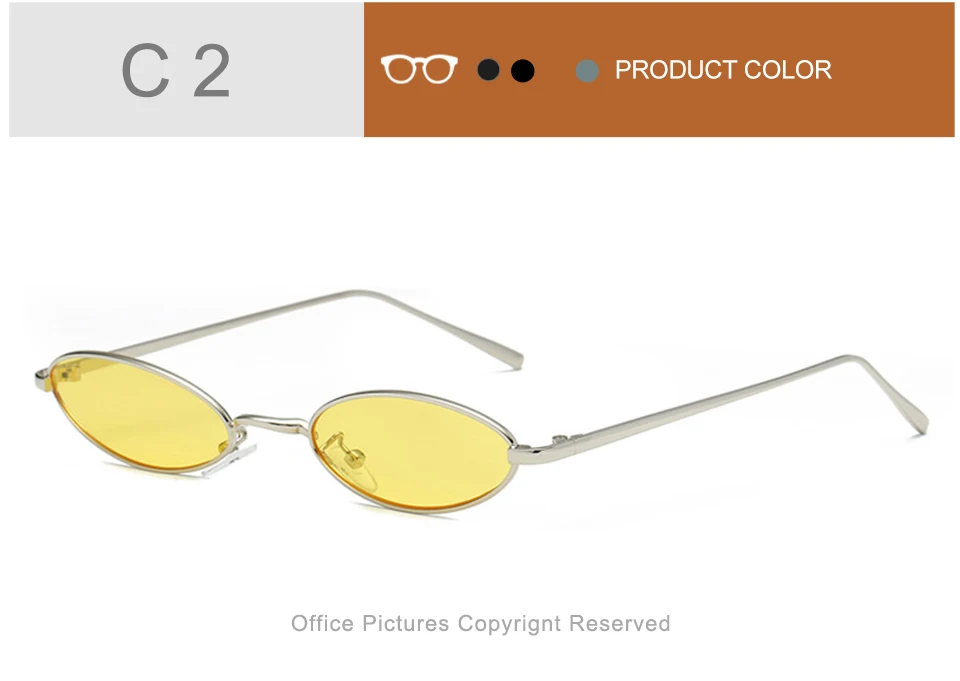 jumlai men Small Oval Sunglasses Fashion Metal Frame Men Clear Red Yellow Lens Shades Sun Glasse UV400  (4)