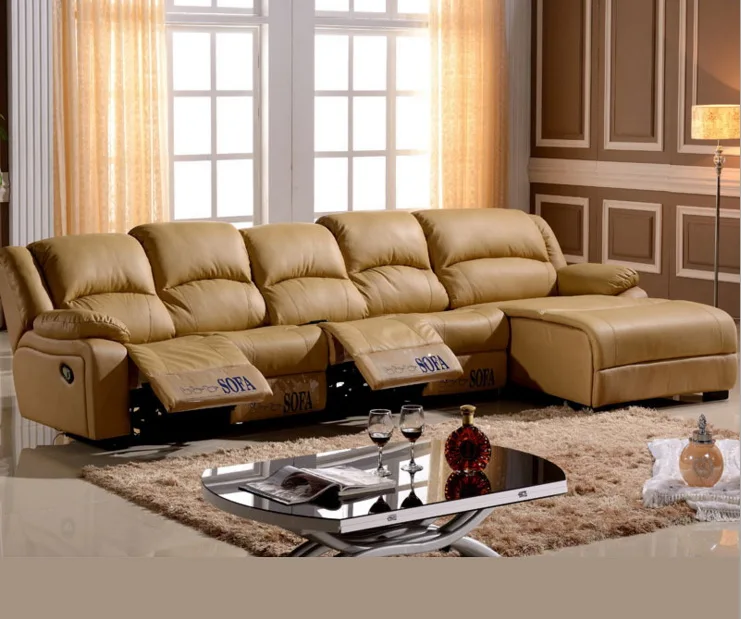 Гостиная диван, кресло-диван, корова Пояса из натуральной кожи диван, кино 4 местный+ журнальный столик+ Фаэтон секционные l-образный мебель для дома
