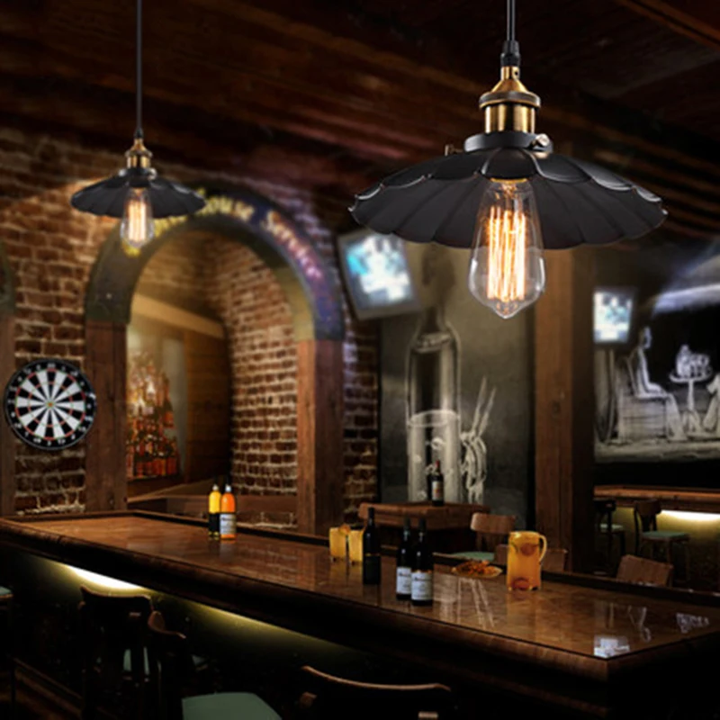 

American Retro Industrial Wind Style Pendant Lights Creative Rustic Style Hanging Lamps Bar Cafe Restaurant Iron e27