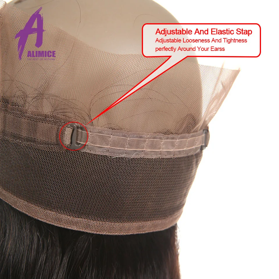 ALIMICE Hair Indian Straight Hair 360 Lace Frontal Closure With Baby Hair Non Remy Human Hair Free Part Natural Color 12-24inch (1)