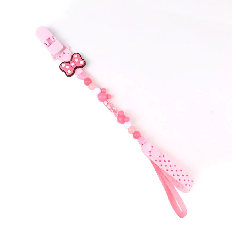 

New baby pacifier clip leash soother chain teether holder dummy clip anti drop with colourful beads customized with baby name