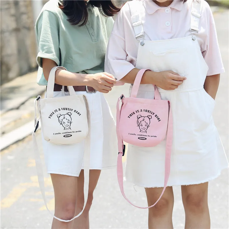 Menghuo 2018 New Canvas Casual Korean Shoulder Tote Bag Mini Single Messenger Crossbody Bags Women Bucket Female Bag Cute girlsG11A7293