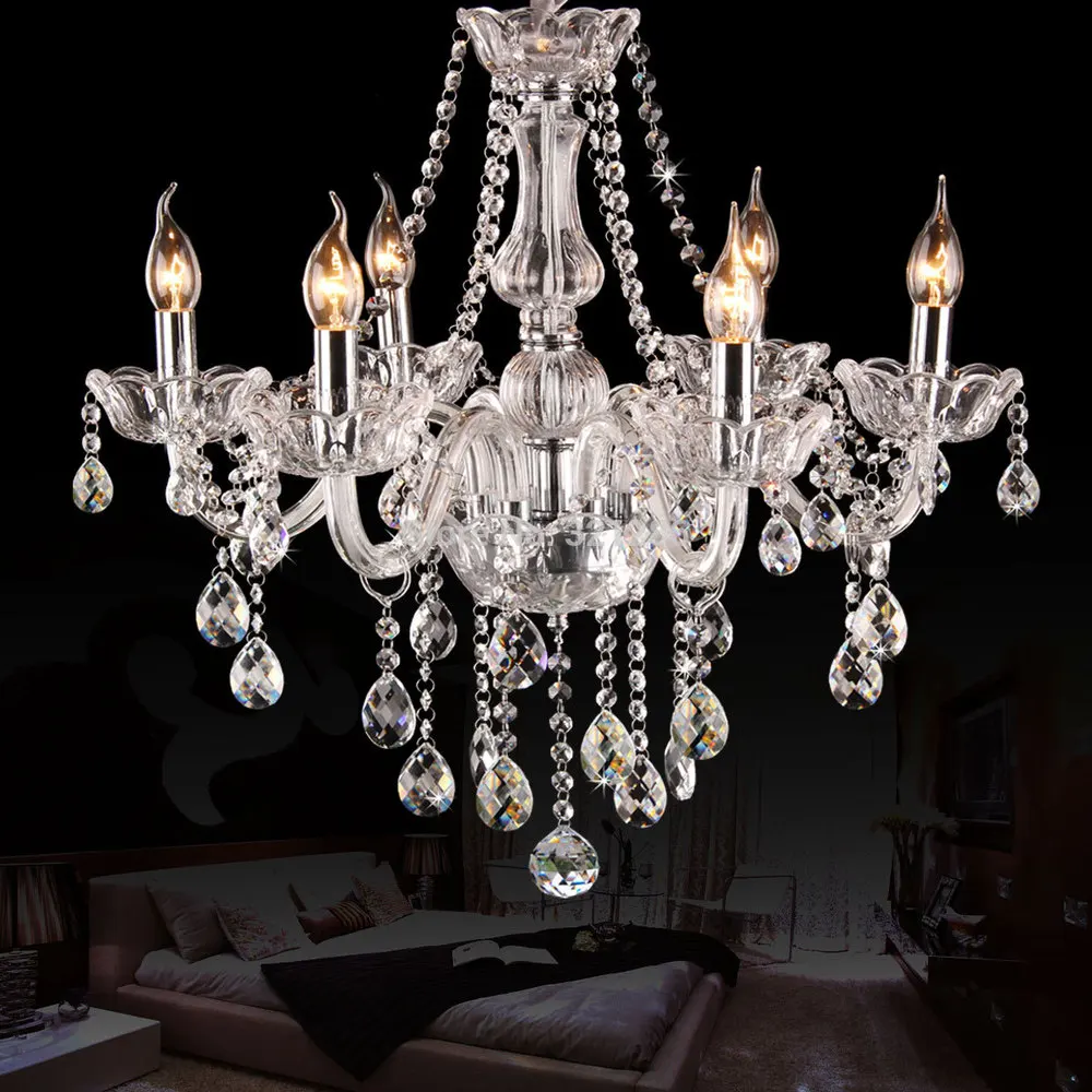 

Crystal Pendant Lights Lamp Luxury European Candle Crystal Ceiling Bedroom Living Room Modern Pendant Lustres de Sala Techo