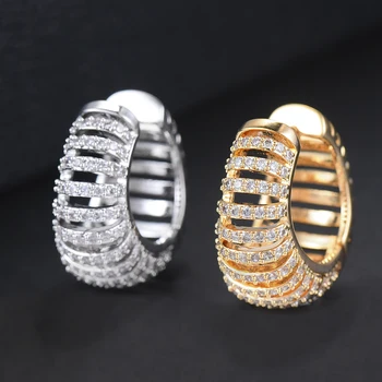 

missvikki Original Design Brand Gold Hoop Earrings with Full Clear Crystal Hollow Trendy Accessories for Women Party