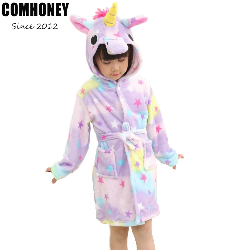 Children Towel Beach Baby Bath Robe Animal Rainbow Unicorn Pattern