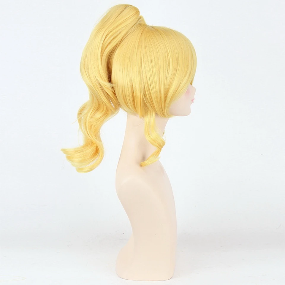 Yiyaobess синтетические волосы 14 дюймов средней длины Eli Ayase Золотой Блонд косплей парик с одним конским хвостом Love Live парики для женщин