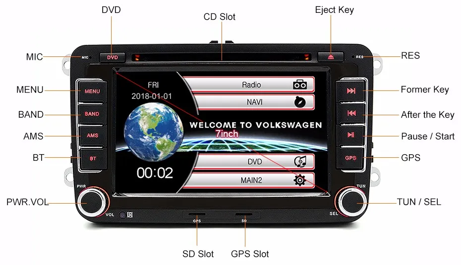 7 дюймов 2 Din Автомобильный DVD GPS Радио для Volkswagen VW гольф гольф 6 sharan jetta поло tiguan touran passat 2din DVD навигации автомагнитола магнитола для авто навигатором