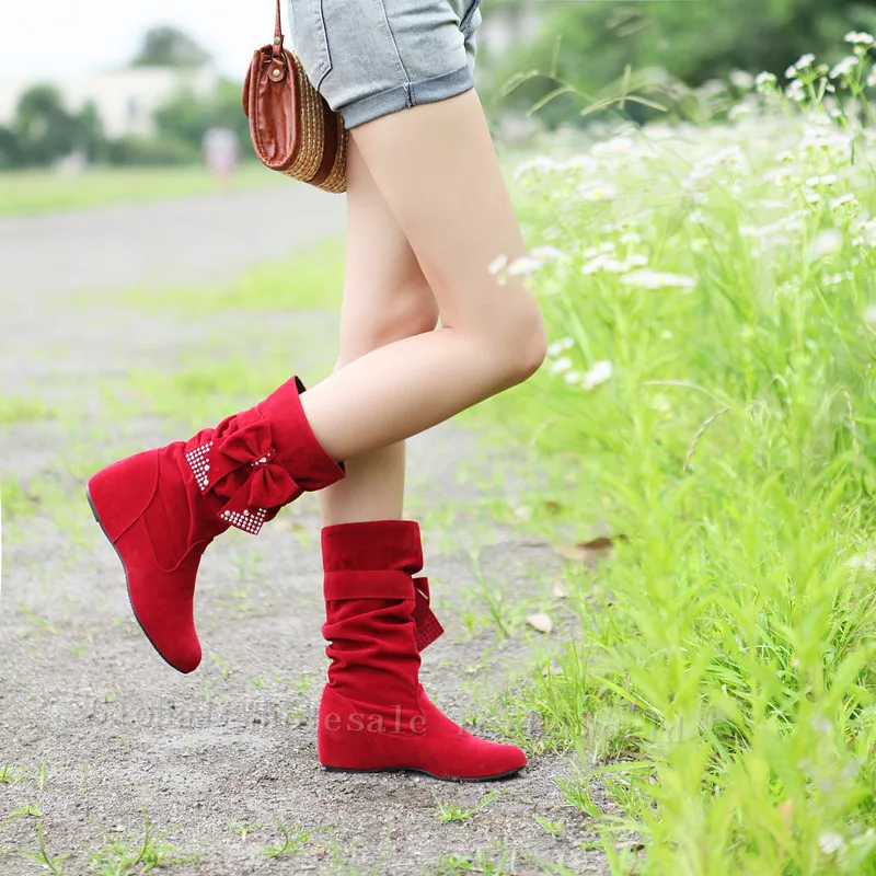 TEXU/женские сапоги до середины колена; осень года; пикантные модные сапоги из искусственной замши; женская обувь, увеличивающая рост