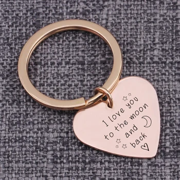 

Lovers Keychains I Love You To The Moon And Back Engraved Keyrings Heart Shaped Bag Charms For Couples Girlfriend Jewelry