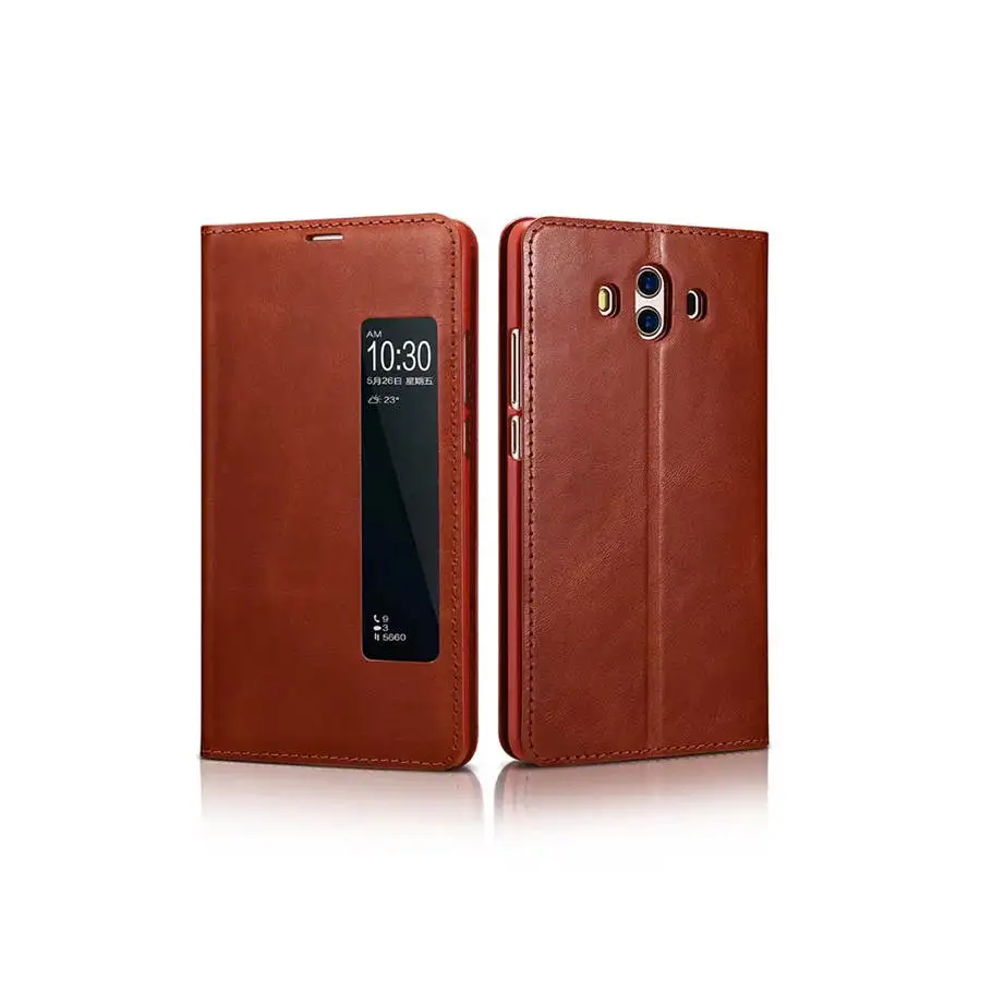 red XOOMZ Горячая для huawei mate 10 чехол Роскошный бренд жесткий смарт-окно натуральная кожа Броня флип защитный чехол для телефона чехол - Цвет: red