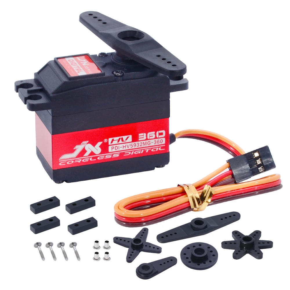 Graus de Controle Servo para rc Ângulo Alta Precisão Metal Engrenagem Digital Coreless Carro Rastreador Barco jx Pdi-hv5932mg 32 kg 360 4 Jx PDI HV5932MG 32 kg 360 graus