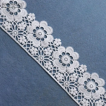

10yards 7.6cm african Lace Fabric Trim Ribbons wedding decoration for home clothing accessories Bulletless single-sided DIY lace