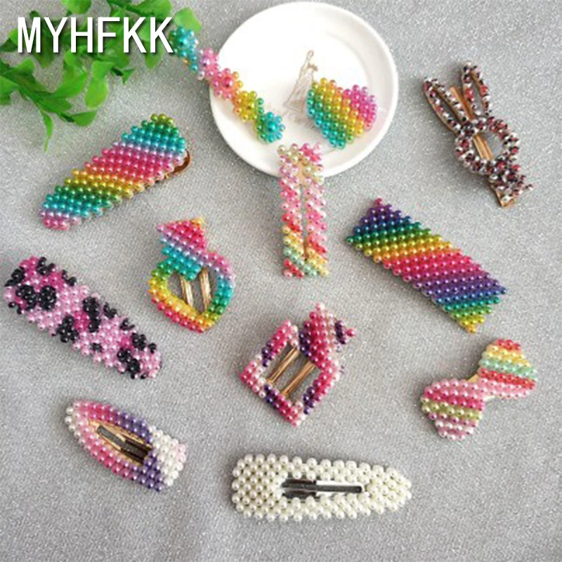 

MYHFKK2019 hot hair accessories fashion pearl hairpin ladies elegant color hairpin ladies hair clip hair styling jewelry FJ008