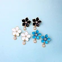 Kissme элегантные уникальные Четыре Цвета Эмаль Яркие цветы серьги гвоздики для женщин вечерние подарки кристальная акриловая жемчужина модные украшения