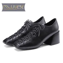 MLJUESE 2018 mujeres bombas otoño primavera vaca cuero color caqui punta cuadrada tacones altos señora bombas tamaño 34-42 vestido de fiesta de boda(China)