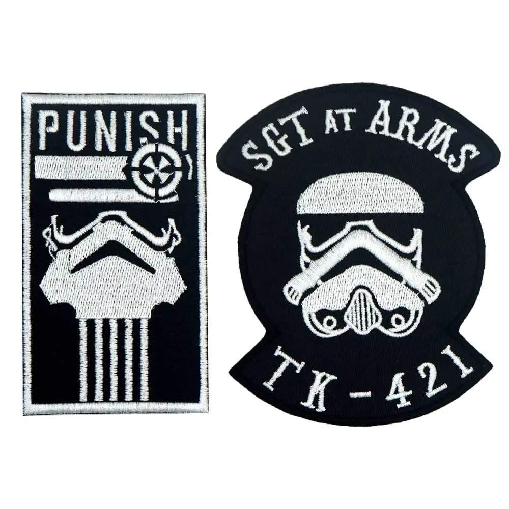 

SGT AT ARMS PUNISH Embroidered iron on backing punk biker Patches 3 pcs /lot