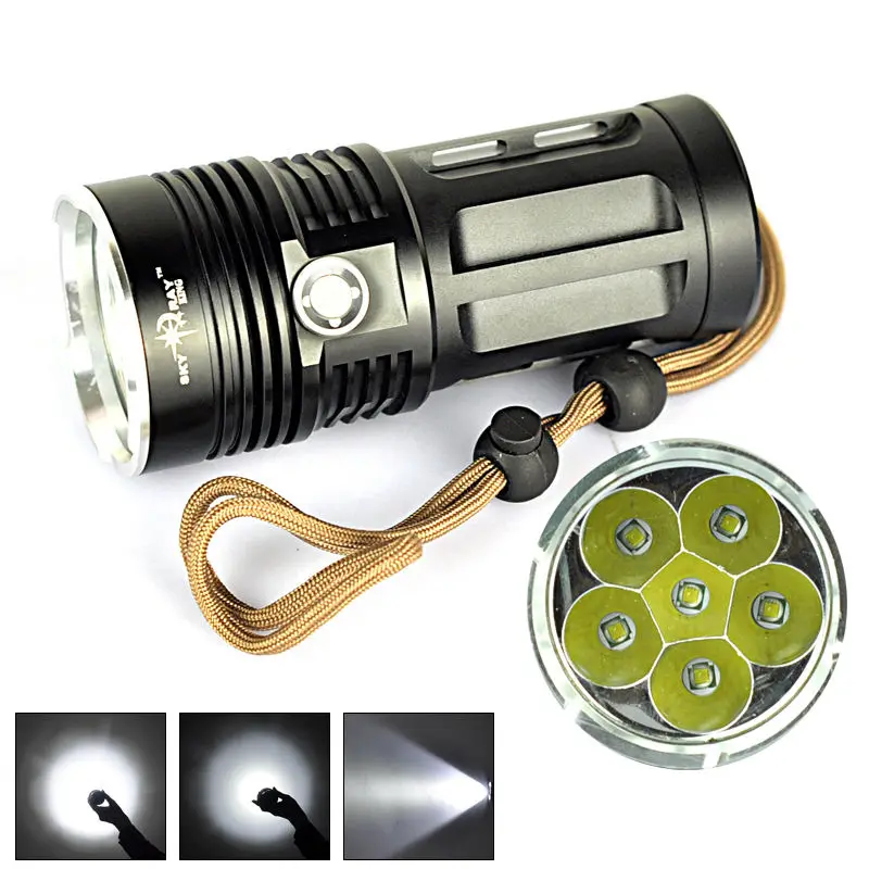 SKYRAY-King-6x-Cree-XML-T6-3Mode-11000LM-LED-Flashligh-Torch-Light-Black-Power-By-4x18650