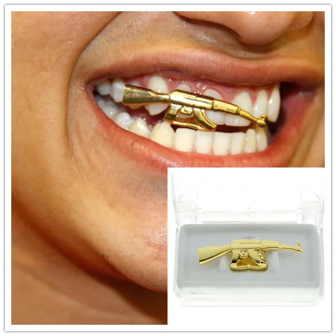 Hip Hop Gold Sliver Ak47 Gun Teeth Grills Top Dental Mouth Hip Hop Gold Sliver Ak47 Gun Teeth Grills Top Dental Mouth