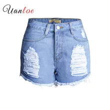 Для женщин как у знаменитостей Стиль Высокая Талия рваные джинсовые короткие женские шорты для Distressed Jean