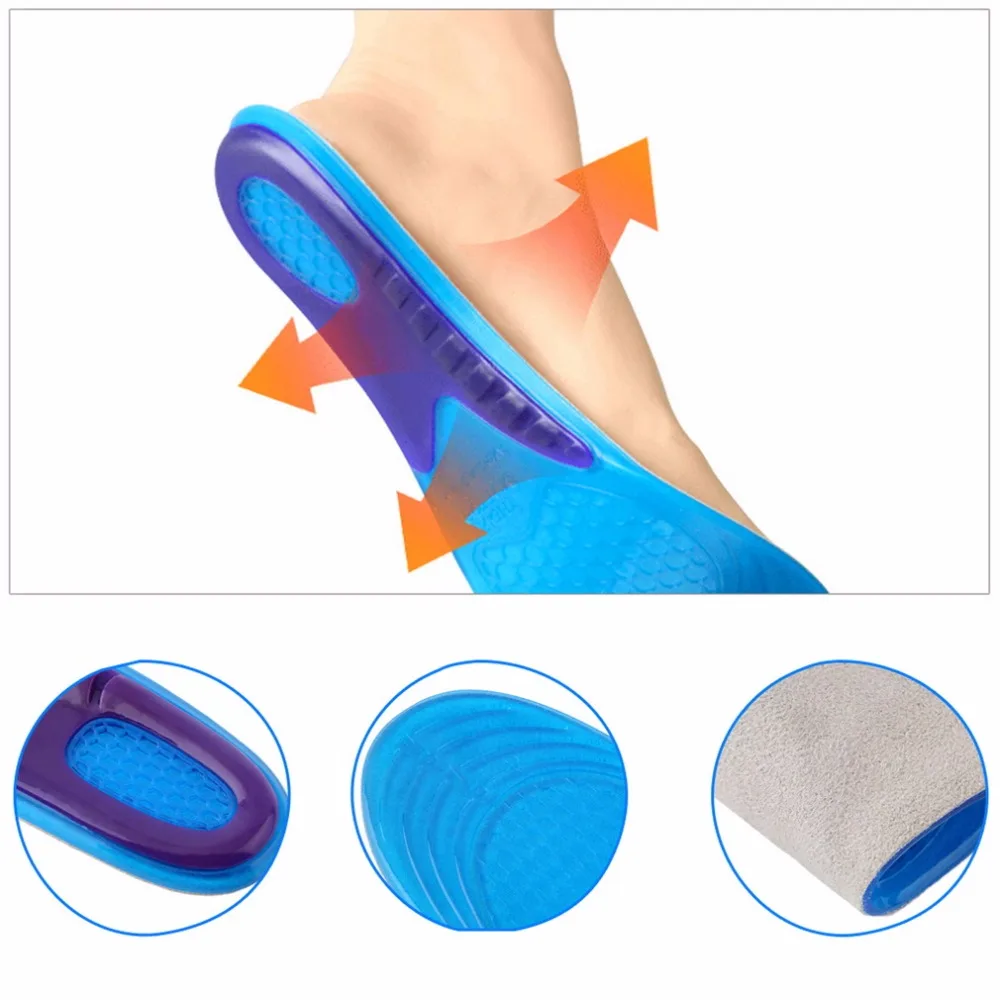 

1 pair Shock-absorbent Women Sports Massaging Breathable Silicone Gel Foot Insoles Arch Support Orthopedic Plantar Fasciitis S/L