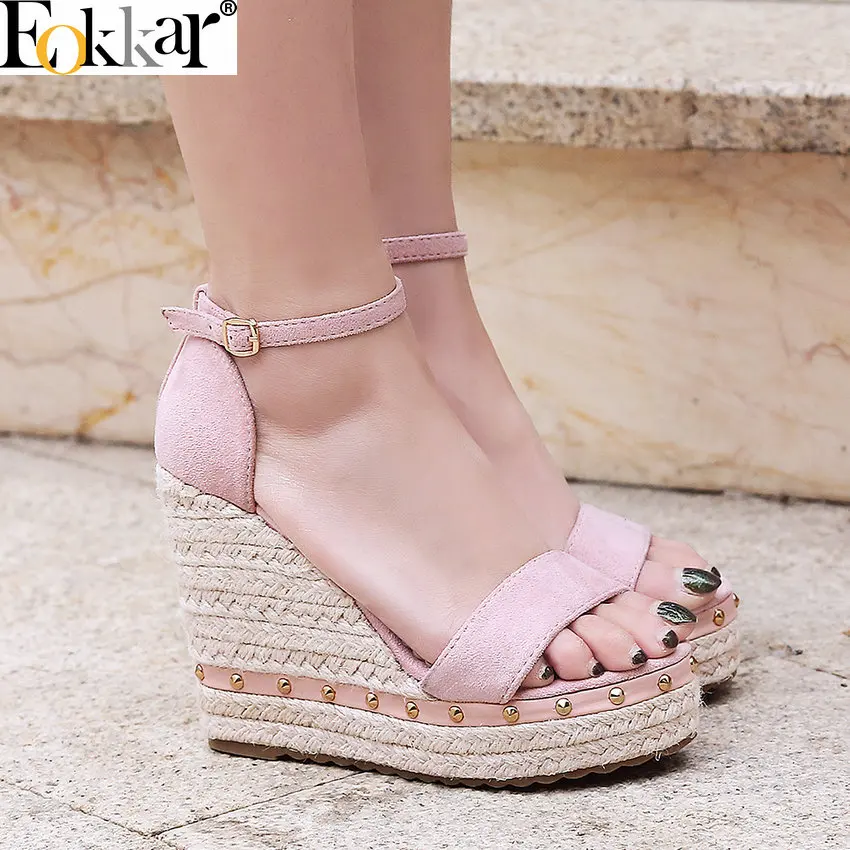 

Eokkar 2019 Fashion Ladies Shoes Chunky High Heel Stiletto Pumps Wedges Round Toe Casual Black Platform Shoes Women Size 34-39