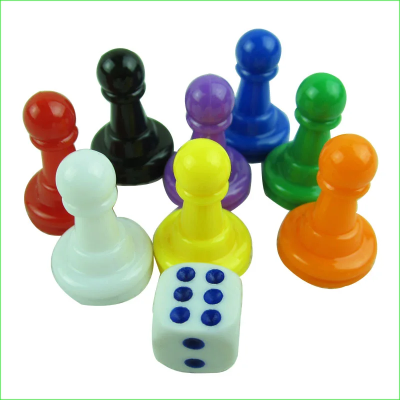 

Wholesale 8 Pieces Plastic Pawn Chesses and 1 Dice for Board Game Accessories
