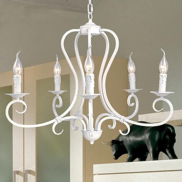 Moderne Fer Art Lustres En Métal Peinture Blanc Lampe Corps En
