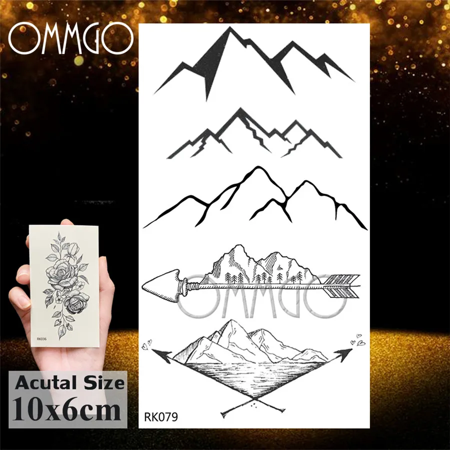 Ommgo Black Arrow Mountain Line Art Small Temporary Tattoos Sticker For  Kids Fake Tattoo Custom Tatoos Body Art Arm For Women - Temporary Tattoos -  AliExpress