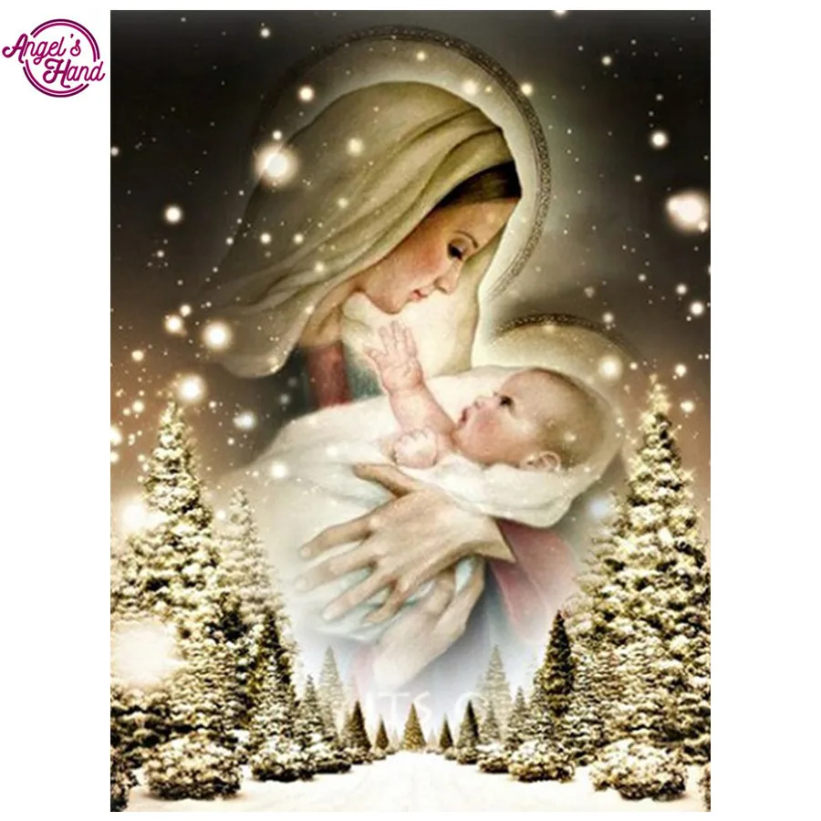

5D Diamond Embroidery Madonna And Child Cross Stitch Crystal Square Diamond Sets Unfinished Decorative Diy Diamond Painting