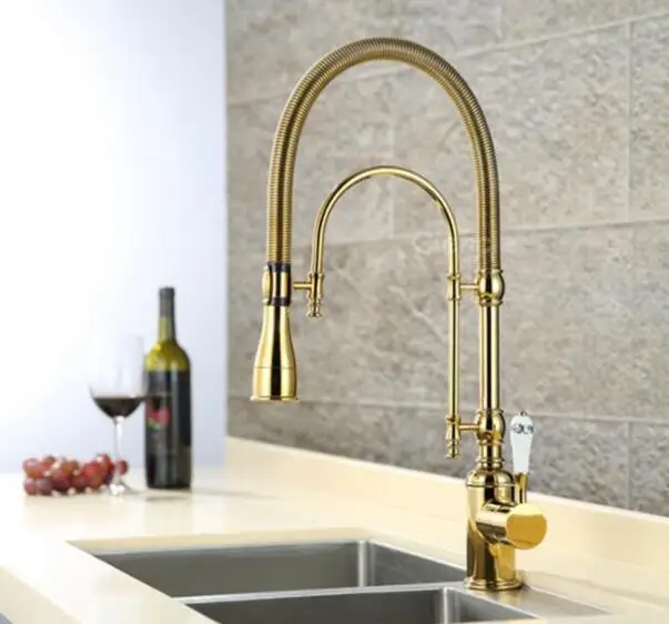  New Arrivals pull out Kitchen faucet Gold kitchen sink Mixer tap Top Quality kitchen faucet vanity  - 32745443421