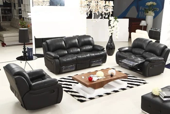 

Modern recliner leather sofa set with genuine leather (Manual)