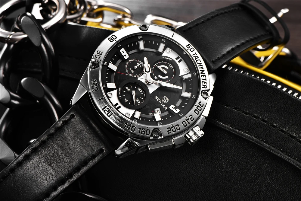 Мужские часы новые модные наручные часы мужские Benyar Топ люксовый бренд Многофункциональные водонепроницаемые хронограф часы Relogio Masculino